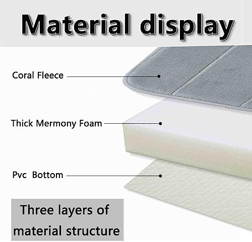 Light Grey Memory Foam Bathroom Rug Set 3 Piece Non Slip Extra Absorbent Shaggy Bathroom Mats and Rugs Sets, Soft & Dry Bath Mat Sets for Bathroom Washable Carpets Set - Image 5