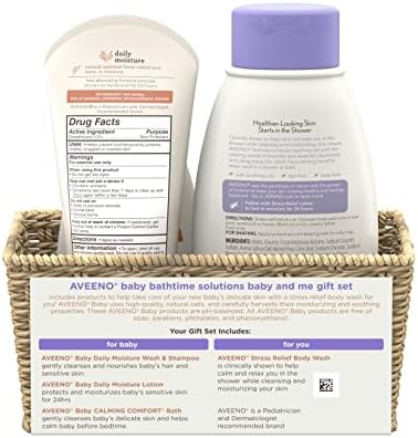 Aveeno Baby Mommy & Me Daily Bathtime Gift Set Including Baby Wash & Shampoo, Calming Baby Bath & Wash, Baby Moisturizing Lotion & Stress Relief Body Wash for Mom, Soap-Free, 4 Items - Image 9