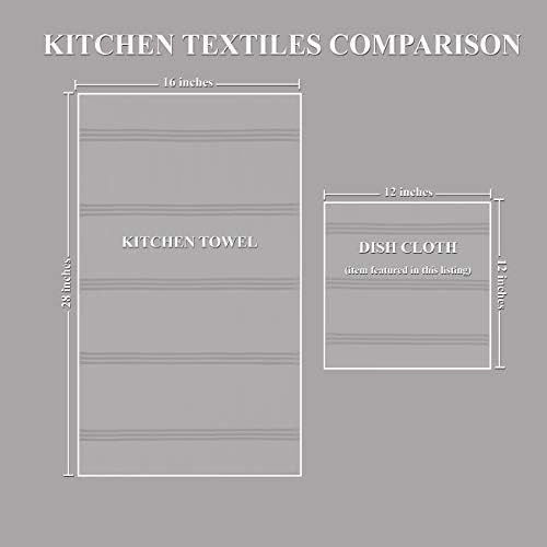 Kitchen Towels Dishcloths 100% Cotton, Set of 8, Gray and White Dish Cloth Towels, Tea Towels, Reusable and Absorbent Cleaning Cloths, Oeko-Tex Cotton, 12 in x 12 in - Image 7