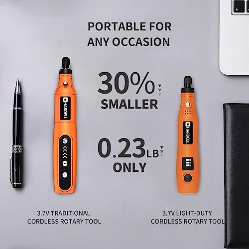 HARDELL Cordless Rotary Tool 3.7V, 3-Speed Mini Rotary Tool with 42 Rotary Tool Accessories, Rechargeable Power Rotary Tool Kit for Sanding, Drilling, Polishing, Engraving, Cleaning, DIY Crafts - Image 4