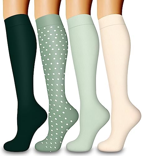 Laite Hebe 4 Pairs-Compression Socks for Women&Men Circulation-Best Support for Nurses,Running,Athletic