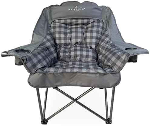 Black Sierra Comfort Cloud Deluxe XL Padded Camping Chair, Oversize Folding Chair with Cup Holder and Carrybag, Heavy Duty Outdoor Portable Chair Supports 400 Lbs, Oversize Camp, Patio, or Deck Chair - Image 4