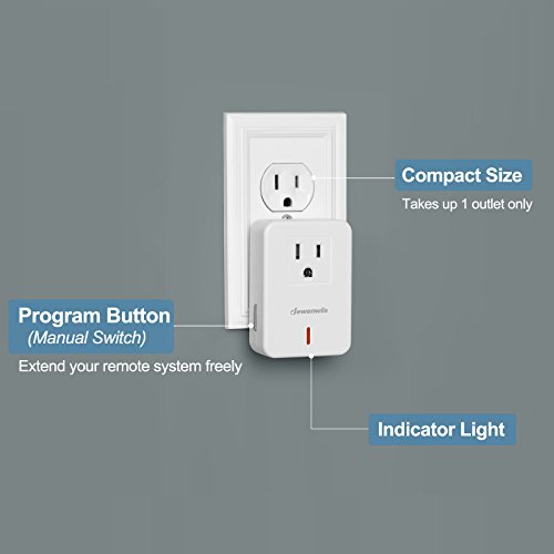 DEWENWILS Indoor Remote Control Outlet, Expandable Remote Light Switch Kit, Wireless On Off Power Switch, 100ft RF Range, Compact Design, White - Image 3