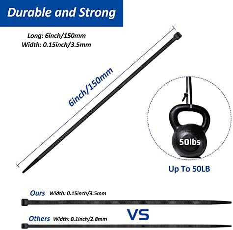 Strong Back-Glue Self Adhesive Cable Zip Tie Mounts Kit - 100 Set Cable Management Clips with 6" Zip Ties, Wire Holders and Screws - Outdoor Sticky Wire Organizer Clips-Black - Image 2