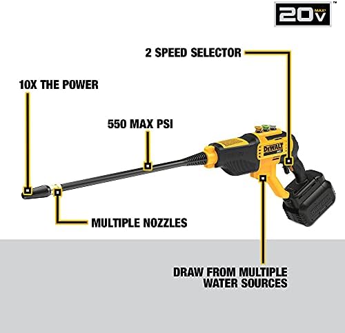 DEWALT Cordless Pressure Washer, Power Cleaner, 550-PSI, 1.0 GPM, Tool Only (DCPW550B) - Image 2