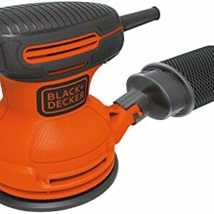 BLACK+DECKER Orbital Sander, 5 Inch, 2.0 Amp, 12000 OPM, Corded, 1 Sandpaper Sheet and Dust Bag Included (BDERO100)