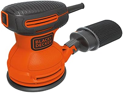 BLACK+DECKER Orbital Sander, 5 Inch, 2.0 Amp, 12000 OPM, Corded, 1 Sandpaper Sheet and Dust Bag Included (BDERO100)