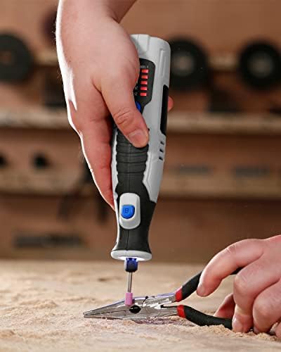 AVID POWER Cordless Rotary Tool 2.0 Ah 8V Rechargeable Rotary Tool with 4 Front LED Lights, 5 Speeds and 60 Pieces Rotary Tool Accessories for Carving, Engraving, Sanding, Polishing and Cutting - Grey - Image 5