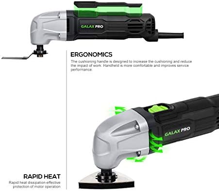 GALAX PRO 22000 OPM 1.5A Oscillating Multi Tool, 3 Degree Oscillating Angle with 3 Pieces Saw Blades, 1 Piece Semi Circle Blade Sanding Plate, 6 Pieces Sanding Papers for Sanding, Grinding - Image 8
