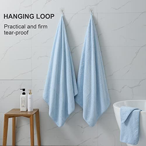 Ultra Soft 2 Piece Textured Hand Towel Set for Bathroom Shower Pool, Kitchen, Quick Dry, Highly Absorbent - Light Blue - Image 5