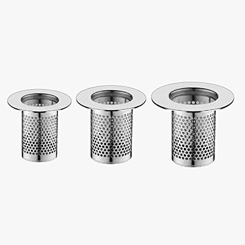 CNSZNAT 3-Pack Hair Catcher Shower Drain Strainer, Floor Drain Strainer, Stainless Steel Sink Strainer for Bathroom Washbasin Bathtub Drain, Fit Hole Size from 1.25" to 2.17"