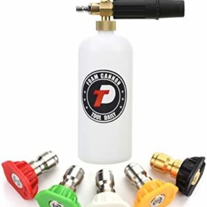 Tool Daily Foam Cannon with 1/4 Inch Quick Connector, 1 Liter, 5 Pressure Washer Nozzle Tips