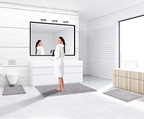 Yimobra Bathroom Rug Mat, 24'' x 17'', Luxury Chenille Shaggy Microfiber Bath Rugs, Extra Soft & Thick, Absorbent Water, Non-Slip, Machine-Washable, Bath Mats for Bathroom Floor,Tub and Shower, Gray - Image 6