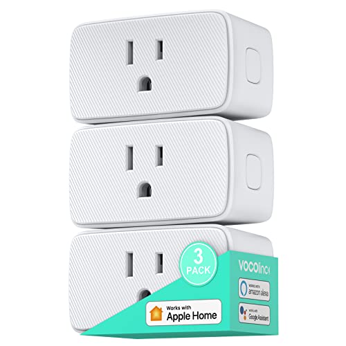 VOCOlinc Homekit Smart Plug Works with Alexa, Apple Home, Google Assistant, WiFi Smart Plug That Work with Alexa, Electrical Timer Outlet Support Siri, No Hub Required, 15A, 2.4GHz, 110~120V (3 Pack)