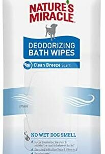 Nature's Miracle Deodorizing Bath Wipes for Dogs, 100 Count, Clean Breeze Scent