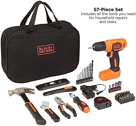 BLACK+DECKER 8V Drill & Home Tool Kit, 57 Piece (BDCD8PK) - Image 2