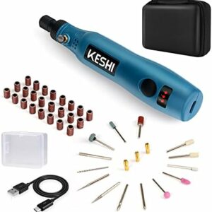 KeShi Cordless Rotary Tool, Upgraded 3.7V USB Rechargeable Rotary Tool Kit with 42pcs Accessories, 3-Speed Multi-Purpose Mini Power Tool for Sanding, Drilling, Polishing, Engraving, DIY Projects