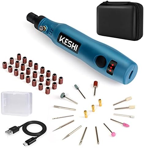 KeShi Cordless Rotary Tool, Upgraded 3.7V USB Rechargeable Rotary Tool Kit with 42pcs Accessories, 3-Speed Multi-Purpose Mini Power Tool for Sanding, Drilling, Polishing, Engraving, DIY Projects