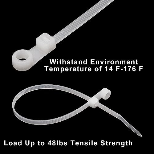 YuGtcen Zip Ties with Screw Hole 8 inch, 150 Pcs Mountable head Cable Tie Multipurpose Heavy Duty Nylon Zip Tie for Indoor and Outdoor (8 inch -White) - Image 4