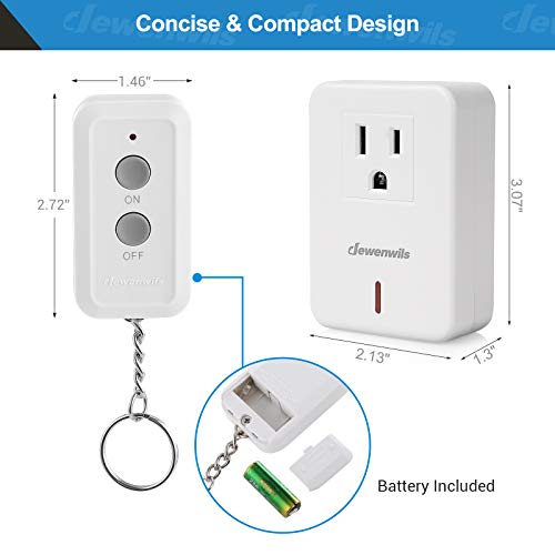 DEWENWILS Indoor Remote Control Outlet, Expandable Remote Light Switch Kit, Wireless On Off Power Switch, 100ft RF Range, Compact Design, White - Image 6