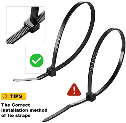 Cubefeller Zip Ties, | 12"+8"+6"+4" / 400 PCS /, Black Zip Ties with 50 Pounds Tensile Strength, Plastic Tie,Self-Locking Nylon Zip Ties for Indoor and Outdoor,Cable Ties in resealable bag - Image 8