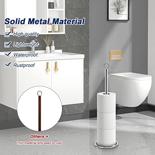 NearMoon Bath Toilet Paper Holder Stand, Free Standing Tissue Paper Storage with Reserve, Space Toilet 4 Rolls Holder for Bathroom/Kitchen Countertop-All Metal, Chrome Finish - Image 3