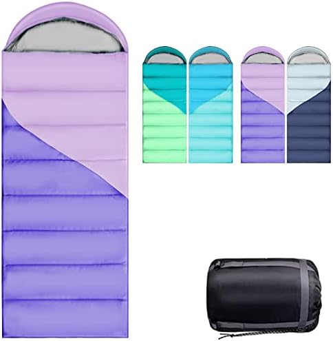 Camping Sleeping Bags for Adults Kids - All Season Warm & Cold Weather Backpacking Hiking XL Size Roomy Camping Gear Equipment for Couples Outdoor Car Family Travelling - Lightweight & Waterproof