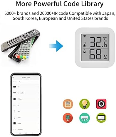 eMylo 3 In 1 Smart Home Assistant, WiFi IR Blaster&Thermometer Humidity Sensor, Smart Home Hub Compatible with Alexa, IR Remote Control Work with Tuya and Smart Life APP for DVD Air Conditioner STB - Image 6