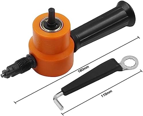 FAKEME Double Headed Sheet Metal Nibbler Drill Plate Cutter Power Tool Accessories with Wrench Home DIY Portable 360 Degree Rotate Metal Cutter, Orange - Image 4