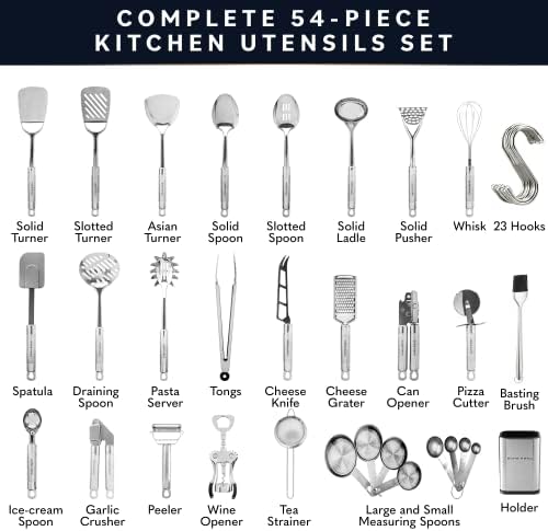 Home Hero Kitchen Utensils Set - Stainless Steel Cooking Utensils Set with Spatula - Kitchen Gadgets & Kitchen Tool Gift 54-pcs Set - Image 2
