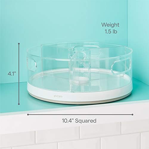 YouCopia Crazy Susan Lazy Susan Organizer, 3 BPA-Free Removable Clear Bins with Handles, Rotating Storage Turntable for Kitchen Cabinet, Pantry and Bathroom Organization - Image 4