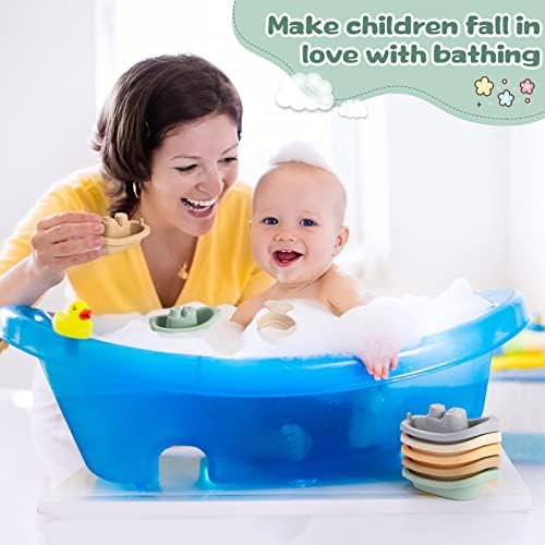 KODGEUSM 11 Pieces Bath Toys for Bathtub Without Mold, Bath Toys Floating Boat and Bath Spoon, Bath Toys for Babies and Toddlers, Birthday Gifts for Toddlers,Stacking Toys for Toddlers 1-3 - Image 5