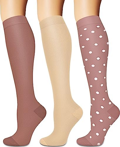 Compression Socks for Women and Men Circulation (3 Pairs) - Best for Medical,Nursing,Running,Travel Knee High Socks