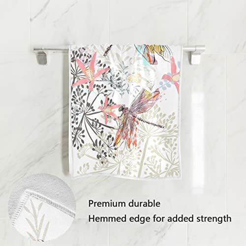 ZOEO Hand Towel Sets Dragonfly Bloom Bouquet Spring Dish Towels Cotton Face Towel Bath Decor Set for Girls 30x15 inch Gym Yoga Beach Towels - Image 2