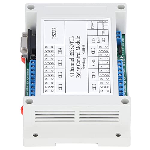 DC 12V Relay Module, RS232 Interface Serial Port Remote Control Switch Multifunctional with LED Indicator 8-Channel Relay Board for Remote Control System, Smart Home(with Shell)