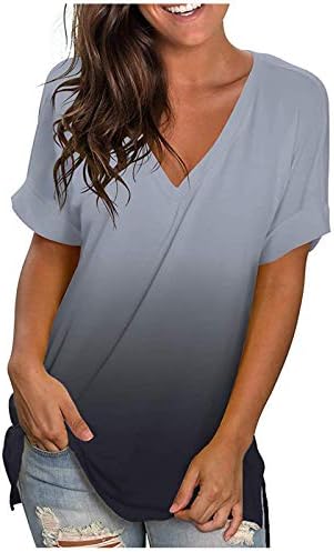 ZCVBOCZ Womens Summer Tops 2023 Casual Dressy Short Sleeve V Neck T Shirts Trendy Floral Graphic Tee Blouse Cute Workout Tops