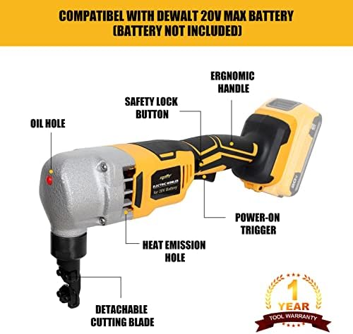 Mellif Cordless Metal Nibbler for Dewalt 20v Max Battery, 18 Gauge Brushless Electric Power Metal Shear Sheet Steel Nibbler for Cutting Stainless Steel, Aluminium (Battery Not Included) - Image 6