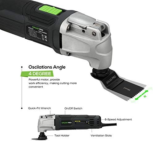 GALAX PRO 2.4Amp 6 Variable Speed Oscillating Multi-Tool Kit with Quick-Lock accessory change, Oscillating Angle:3°, 28pcs Accessories and Carry Bag - Image 6