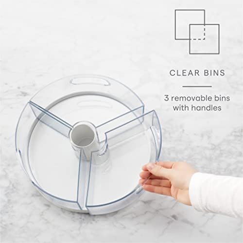 YouCopia Crazy Susan Lazy Susan Organizer, 3 BPA-Free Removable Clear Bins with Handles, Rotating Storage Turntable for Kitchen Cabinet, Pantry and Bathroom Organization - Image 2