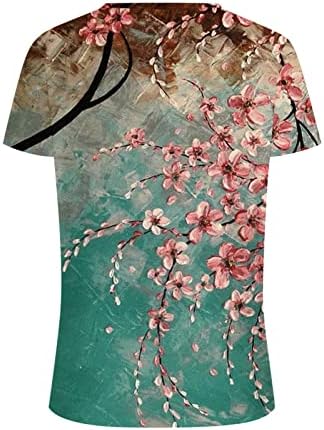 SKDOGDT Summer Short Sleeve Tops For Women Trendy Casual Floral Graphic Shirts Blouses Plus Size Crew Neck Boho Henley Tees - Image 5