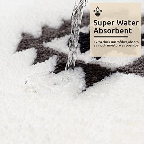 DEXDE Boho Bathroom Rug Runner 24x60 Long Bath Mat for Bathroom Bedroom Hallway Kitchen Luxury Soft Absorbent Large Modern Geometric Carpet Runner Western Farmhouse Decor, Black White - Image 6