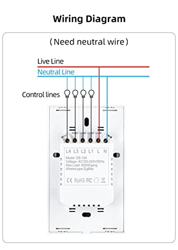 Zigbee Touch Smart Switch, Compatible with Alexa, Google Home, Hubitat, and HA, Neutral Wire Required (1 Gang, Black) - Image 7