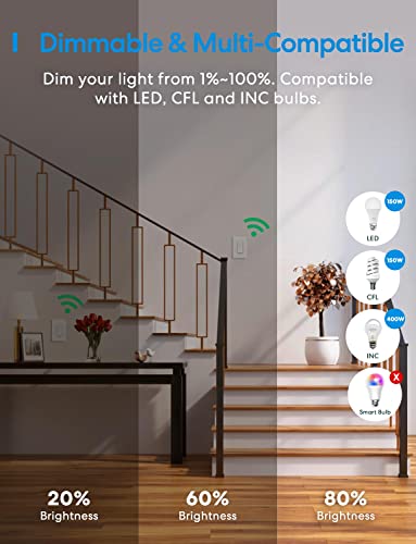 3 Way Smart Dimmer Switch Kit, Meross Smart Light Switch Supports Apple HomeKit, Siri, Alexa, Google Assistant & SmartThings, 2.4GHz Wi-Fi Light Switch, Neutral Wire Required, Remote Control Schedule - Image 3