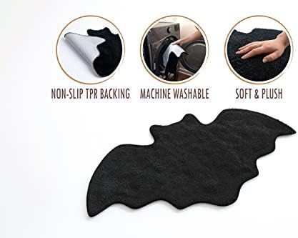 Halloween Bat Bath Mat - Rugs Bat Decor - Bats Bathroom Rug Decoration Black Gothic Gift Goth Gifts Room Decorations Spooky Witch Witchy Home Batman Cute Mats for Kitchen Bedroom Addams Family Decor - Image 6