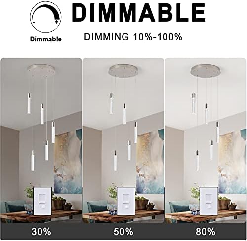 votag 5-Light Pendant Lights for Kitchen Island, Kitchen Pendant Lighting Over Island,Integrated Modern Pendant Light with Crystal 40W,6000k Dimmable - Image 3