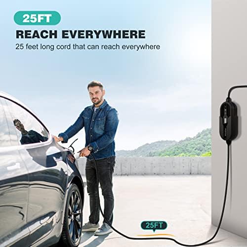 Aimiler Level 2 Electric Vehicle (EV) Charger(32Amp, 220V-240V, NEMA 14-50 Plug), 25ft Premium Cable, Portable Indoor/Outdoor EVSE SAE J1772 EV Car Charging Station w/Start Charge Timer, WiFi Enabled - Image 7