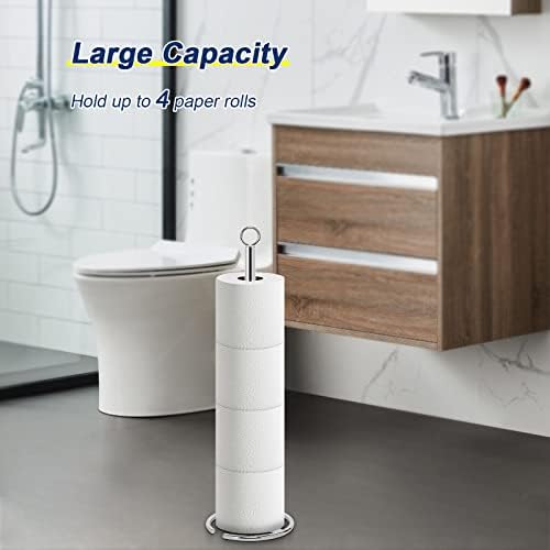 NearMoon Bath Toilet Paper Holder Stand, Free Standing Tissue Paper Storage with Reserve, Space Toilet 4 Rolls Holder for Bathroom/Kitchen Countertop-All Metal, Chrome Finish - Image 6