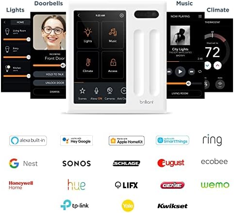 Brilliant Smart Home Control (4-Switch Panel) — Alexa Built-In & Compatible with Ring, Sonos, Hue, Google Nest, Wemo, SmartThings, Apple HomeKit — In-Wall Touchscreen Control for Lights, Music, & More - Image 3