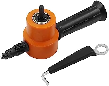 FAKEME Double Headed Sheet Metal Nibbler Drill Plate Cutter Power Tool Accessories with Wrench Home DIY Portable 360 Degree Rotate Metal Cutter, Orange - Image 7