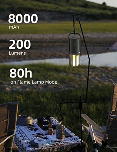 Kursoaya Camping Lantern, IPX5 Waterproof Outdoor Bluetooth Speaker with Lights, 3 Light Modes, 8000mAh Power Bank, Wireless Led Flame Lamp Camp Light for Power Outages, Emergency, Party, Hiking, Gift - Image 2
